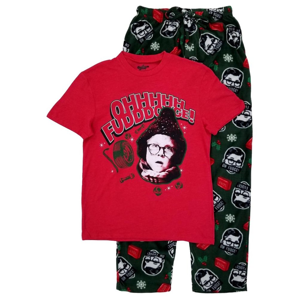 Men's A Christmas Story 2pc Ralphie "Oh Fudge" Sleepwear Pajama Set Size M L NWT